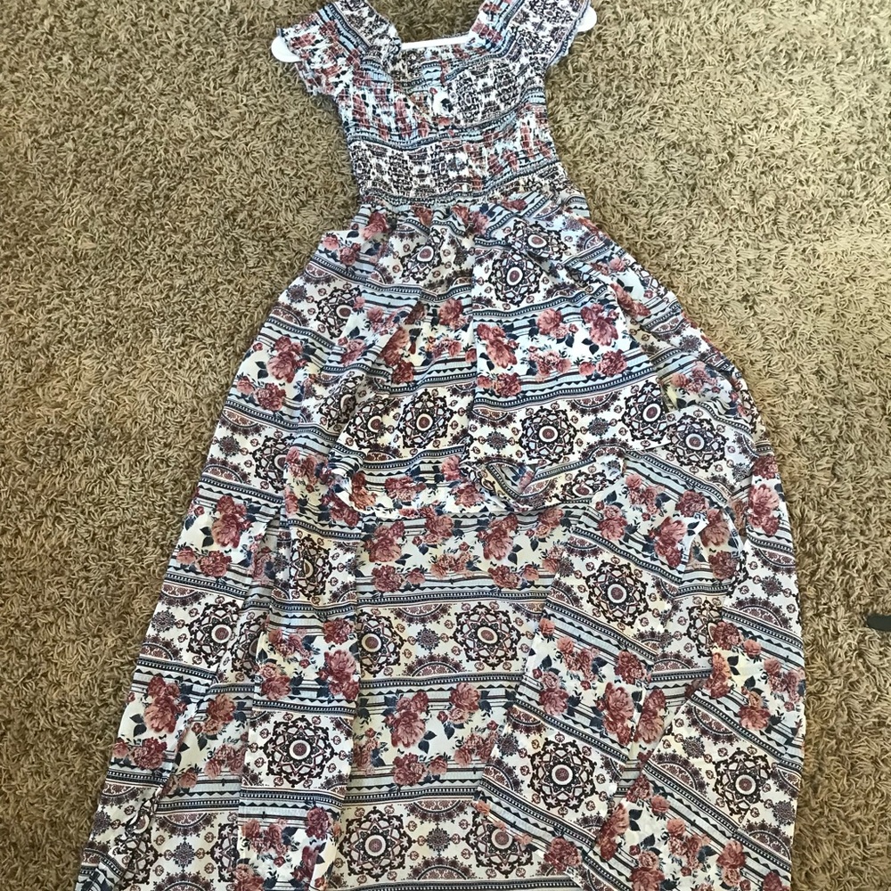 Flower pattern romper dress